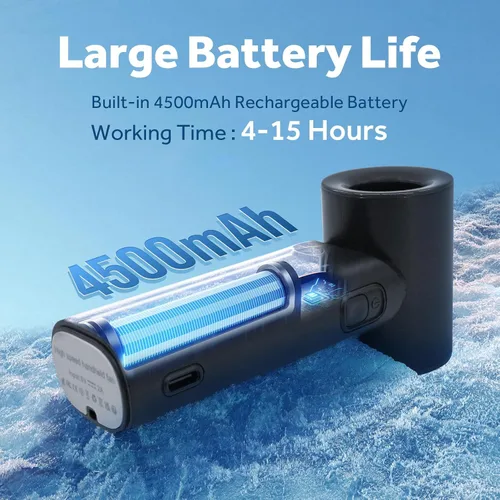Vista 4 de Ventilador turbo portátil de mano de 17400 rpm, mini ventilador turbo de alta velocidad [15 horas de tiempo de enfriamiento máximo], 4500 mAh