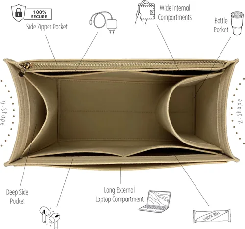Vista 4 de Divitize Organizador de bolso prémium para organizador de bolsas resistentes PM, inserto de bolsa resistente, hecho a mano, cómodo, resistente