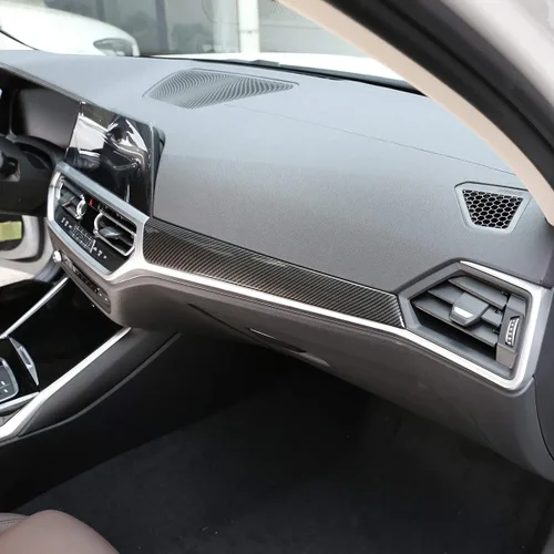 Vista 3 de ABS consola central del coche tablero decoración panel ajuste para BMW G20 G28 325li 3 serie 2019 2020 (fibra de carbono)