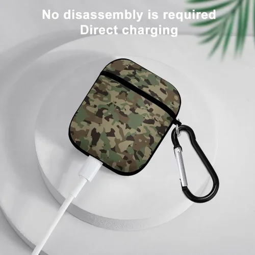Vista 5 de Funda protectora de silicona compatible con AirPods 2 y 1 (camuflaje militar de camuflaje frío)