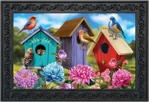 Vista 6 de Briarwood Lane Felpudo de primavera de 30 x 18 pulgadas, para interior y exterior, para baño de pájaros en flor para tapete de primavera