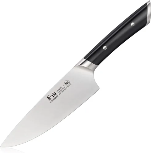Vista 11 de Cangshan HELENA Series Cuchillo de chef forjado de acero alemán (negro, 8 pulgadas)