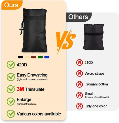 Vista 3 de Cubierta de Grifo al Aire Libre Ampliada para Protección contra Congelación en Invierno, Thinsulate de 3M, 10”H x 6.3”W Fundas para Aspersores