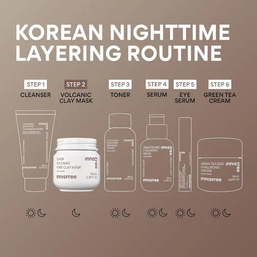 Vista 8 de innisfree Super Volcanic Clay Mask, Pore Cleansing & Oil Control Face Mask for Oily Skin with AHA, Korean Wash-Off Clay Mask for Clogged Pores