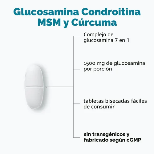 Vista 3 de Glucosamina condroitina MSM y cúrcuma equivalente a 4,000 mg, 300 tabletas bisectadas Apoyo de salud y movilidad articular para mujeres y hombres