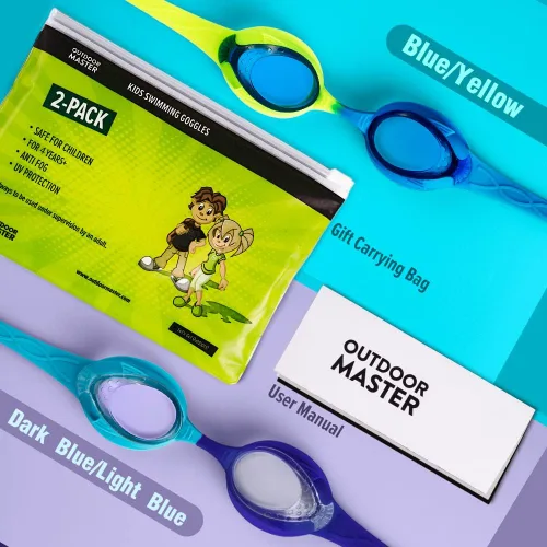Vista 2 de OutdoorMaster - Gafas de natación de ajuste rápido para niños (2 unidades)