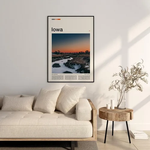 Vista 4 de Impresión de Iowa, póster de Iowa, arte de pared de Iowa, impresión artística de Iowa, foto de Iowa #2