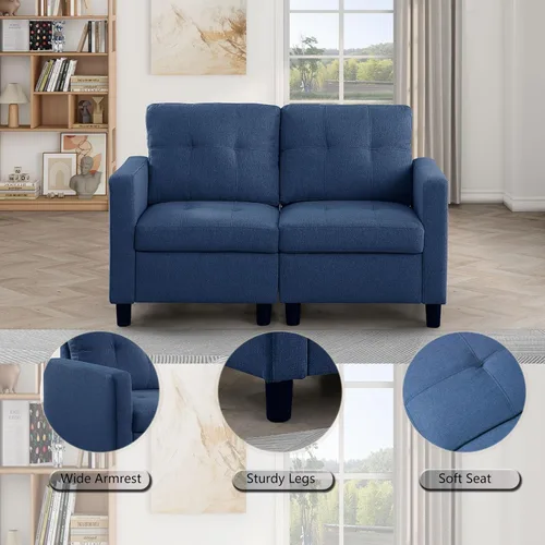 Vista 5 de Sofá modular de 55 pulgadas con otomana móvil, sofá de 2 asientos para espacios pequeños, sofá de nube en forma de L, sofá modular pequeño para sala