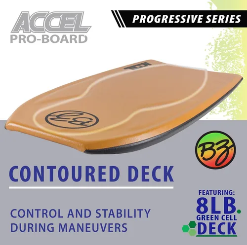 Vista 9 de BZ Bodyboards - Accel Pro Board - Crescent Tail, Slick Bulbs, borde de corte contorneado de la cubierta, alto rendimiento - Jinetes avanzados