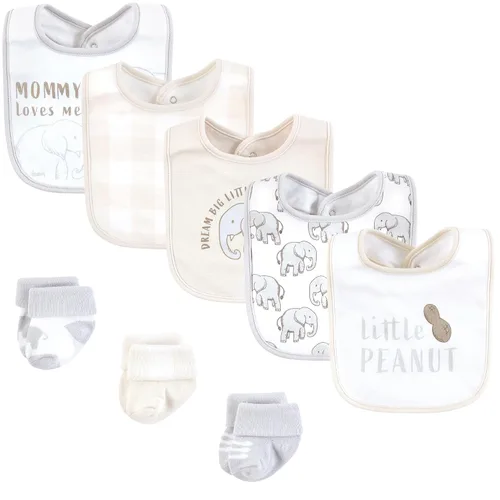 Vista 3 de Hudson Baby Conjunto de babero y calcetines unisex de algodón para bebé, Tamaño único Chica Calabaza