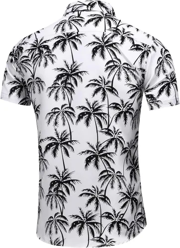 Vista 2 de LEFTGU Camisa de vestir estampada hawaiana con botones para hombre