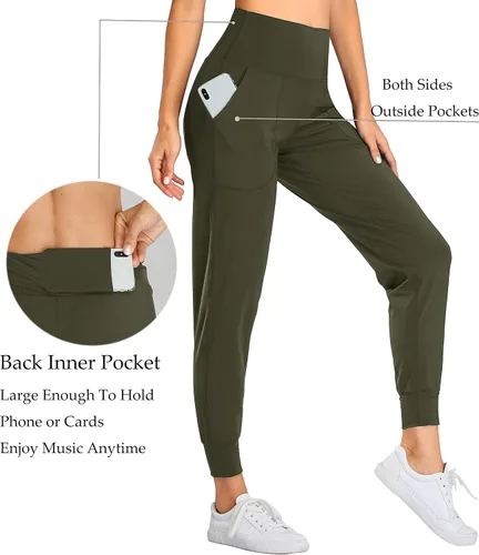 Vista 78 de Oalka - Pantalones deportivos para mujer, con cintura alta y bolsillos, para hacer deporte, yoga y entrenar