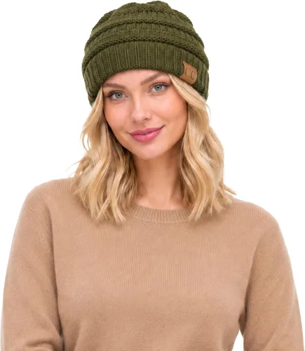 Vista 158 de C.C Trendy Warm Chunky Soft Stretch Cable Knit Beanie 0 Leopardo Gris claro