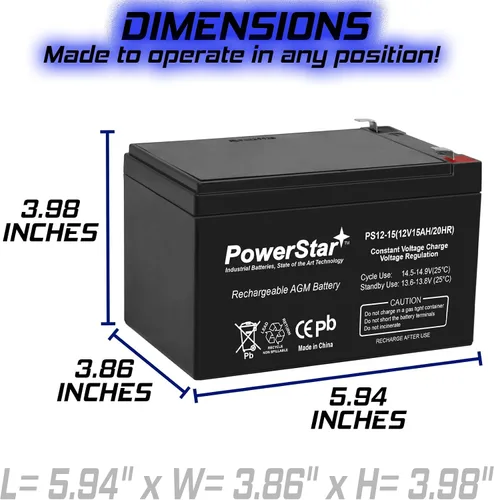 Vista 4 de PowerStar Compatible con batería APC Smart-UPS SC620 - RBC4, 12V 15AH