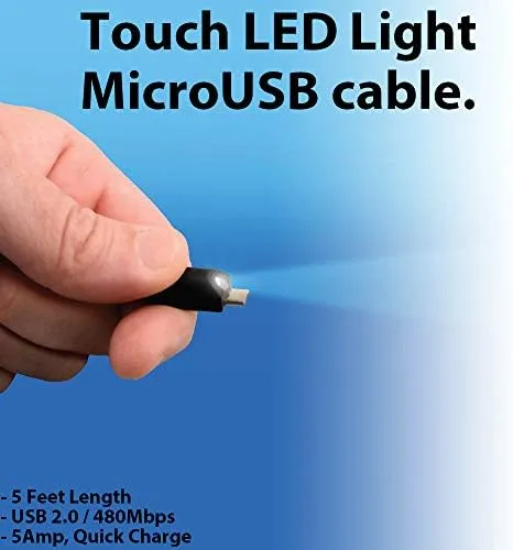 Vista 2 de El cable microUSB LED brillante funciona para la zona de bomba BluAnt con luz LED activada al tacto (5 pies)