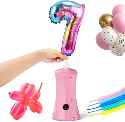 Vista 10 de Bomba eléctrica de globo de aire, bomba de globo de animales largos portátil, máquina sopladora eléctrica azul/naranja/rosa 110-120V 30W inflador