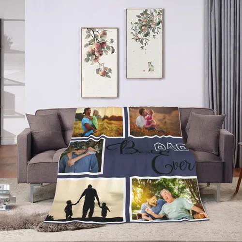 Vista 5 de Manta personalizada con foto de regalo para papá y abuelo, mejor regalo del día del padre, Halloween, Navidad, Año Nuevo de parte de hija, hijo