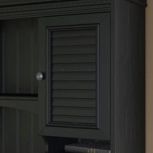 Vista 5 de Bush Home Fairview - Carcasa de 60 W para escritorio en forma de L en negro antiguo, accesorio con estantes y armarios para oficina en casa