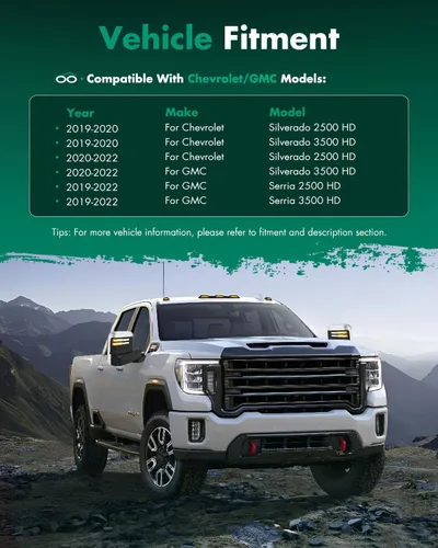 Vista 6 de SCITOO Espejos de remolque compatibles con Chevy 2019-2022 para Chevy para Silverado para GMC para Serria 2500 3500 espejos de remolque