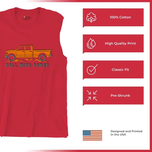Vista 175 de Tee Hunt Camisetas gráficas y camisetas sin mangas para hombre Roll with Power Pickup Truck