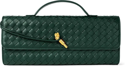 Vista 23 de Joryin Bolso tejido para mujer, bolso de mano de cuero tejido, bolso cruzado, bolso formal de noche, cuero vegano