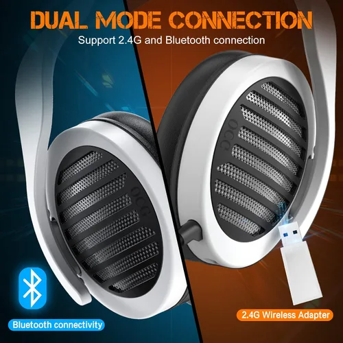 Vista 4 de OCG Auriculares inalámbricos para juegos, auriculares Bluetooth con micrófono, conexión USB de 2.4 GHz para PC, PS5, smartphone, MacBook, portátil