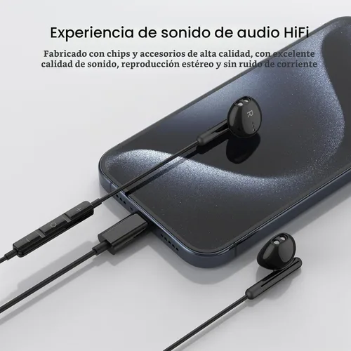 Vista 4 de Auriculares USB C para iPhone 17 16 15 Pro Max Plus iPad Pro USB C Auriculares con micrófono Control de volumen USBC auriculares con cable USB tipo