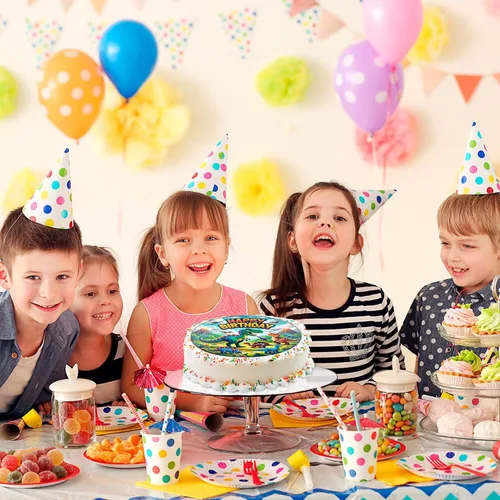 Vista 4 de Decoración comestible para tartas de 7.5 pulgadas - Colección de decoración comestible para fiestas de cumpleaños temáticas de cupcakes