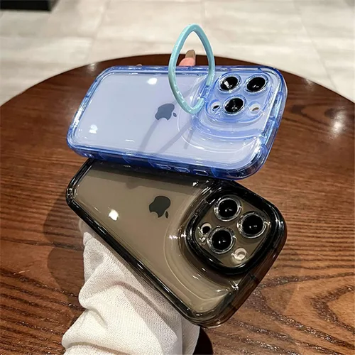 Vista 4 de Ownest Funda compatible con iPhone 13 Pro con función atril transparente, diseño creativo con soporte para cámara para TPU delgada, a prueba de Azul