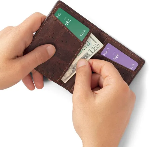 Vista 2 de Corkor Slim Wallet for Men, RFID Safe, Vegan Non Leather, Bi-fold Cards Cash