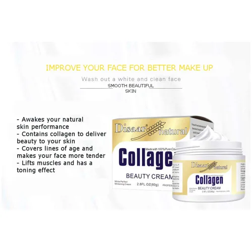 Vista 8 de DISAAR Beauty Crema de colágeno para frente y cuello, líneas de sonrisa, arrugas, manchas faciales, piel seca, músculos débiles para mejorar tu
