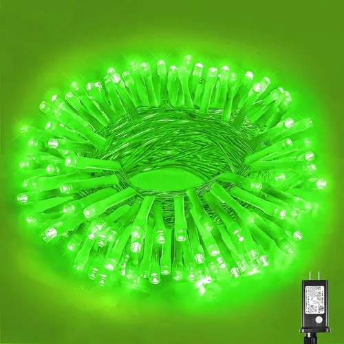 Vista 46 de Guirnalda de luces navideñas con 100 LEDs, tira de 33 pies, 8 modos, conectable, impermeable, parpadeante, con temporizador y memoria, para Azul