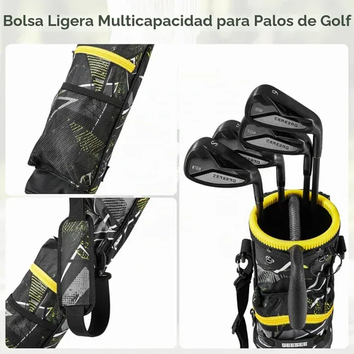Vista 4 de Golf Stand Bag, 2 Way Dividers Golf Bag Negro