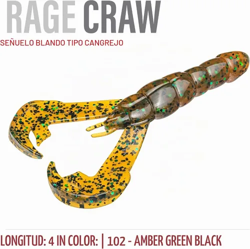 Vista 2 de Strike King Rage Tail Cangrejo Ámbar Verde Negro