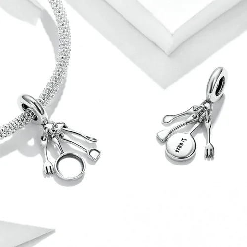 Vista 3 de Abalorio de plata de ley 925 con diseño de tijeras para abalorios de pandora