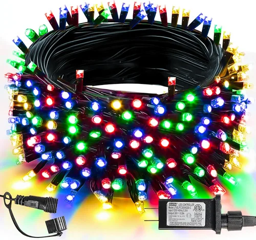 Vista 19 de TW SHINE - Luces de Navidad que cambian de color, 200 luces LED RGB de 66 pies, luces de Halloween para exteriores con control remoto, impermeables