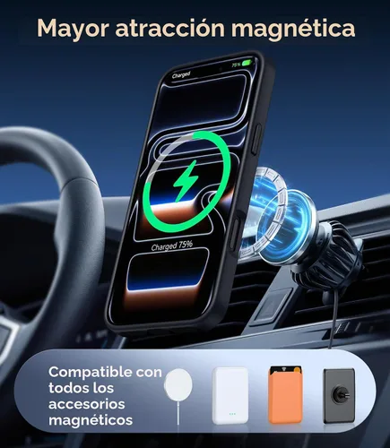 Vista 5 de FNTCASE Magnético para iPhone 18/17 Pro, negro transparente