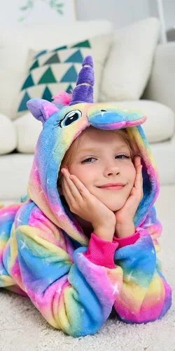 Vista 34 de Pijama de unicornio unisex para niños, enteritos para disfraz, Halloween