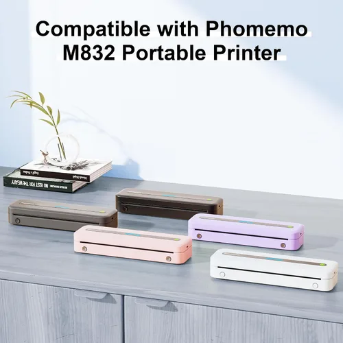 Vista 2 de 2 rollos de papel térmico Phomemo de 8.5 x 11 pulgadas, tamaño carta de EE. UU., impresión térmica avanzada, papel en rollo compatible con impresora