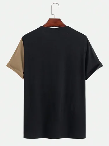 Vista 2 de SOLY HUX Camiseta de manga corta con estampado de letras y bloques de color para hombre