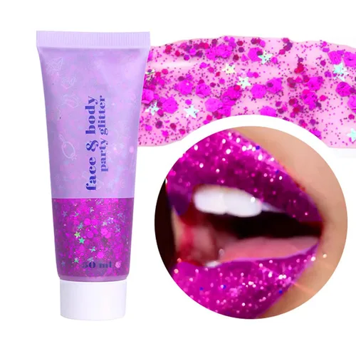 Vista 22 de DAGEDA Gel de purpurina corporal, lentejuelas de gel corporal con purpurina para la cara, sombra de ojos líquida, purpurina gruesa para cara, Negro