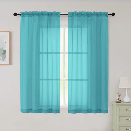 Vista 47 de 2 paneles de cortinas traslúcidas blancas para dormitorio, sala de estar, 96 pulgadas de largo, modernas, suaves, ligeras, con bolsillo para barra
