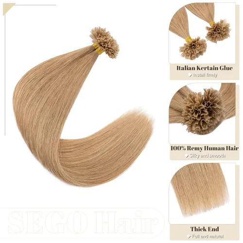 Vista 172 de SEGO Extensiones de cabello humano con micro cuentas, extensiones de cabello humano con micro bucle, lacio, natural, fusión fría, 1.76 oz/paquete