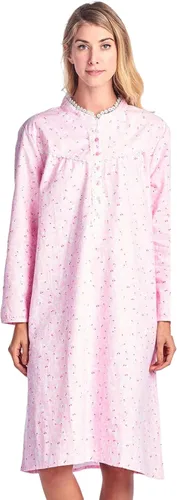 Vista 13 de Casual Nights Camisón de franela con flores de manga larga para mujer Azul
