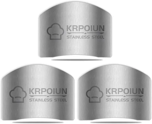 Vista 7 de 2 protectores de dedos para ayuda de corte, herramienta de cocina, protector de cuchillo de acero inoxidable, ajustable para proteger los dedos