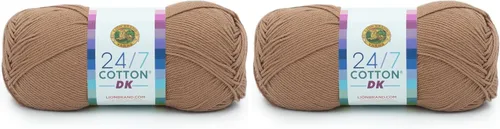 Vista 50 de Lion Brand Yarn Estampados DK de algodón 24/7, hilo para tejer, ganchillo y manualidades, azul, paquete de 1 Cotton Yarn for Knitting, Crochet