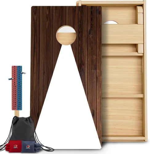 Vista 25 de CornholeGamesUSA Pro - Juego de tablas de Cornhole Fabricado en Estados Unidos Abedul báltico 3/4 Sin rebote Patas triples gruesas Dos