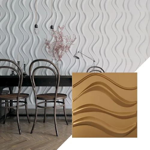 Vista 24 de Ekena Millwork 19 5/8 pulgadas de ancho x 19 5/8 pulgadas de alto Wave EnduraWall Panel decorativo de pared 3D, aluminio (cubre 2.67 pies cuadrados).