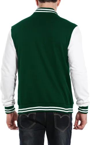 Vista 2 de COOFANDY - Chaqueta universitaria estilo aviador para hombre hecha de algodón casual y ajustada
