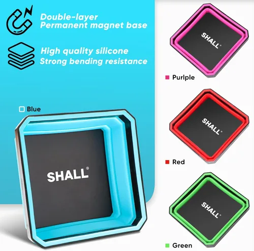 Vista 11 de SHALL Nueva Versión Juego de Bandejas Magnéticas Plegables para Piezas, 4 Paquetes de Bandejas Magnéticas para Tornillos, Pernos, Tuercas